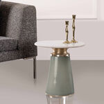Side Table Grey Glass Base White Marble Top 46 *46 cm image number 0