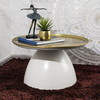 Metal Coffee Table Base Gold Top White