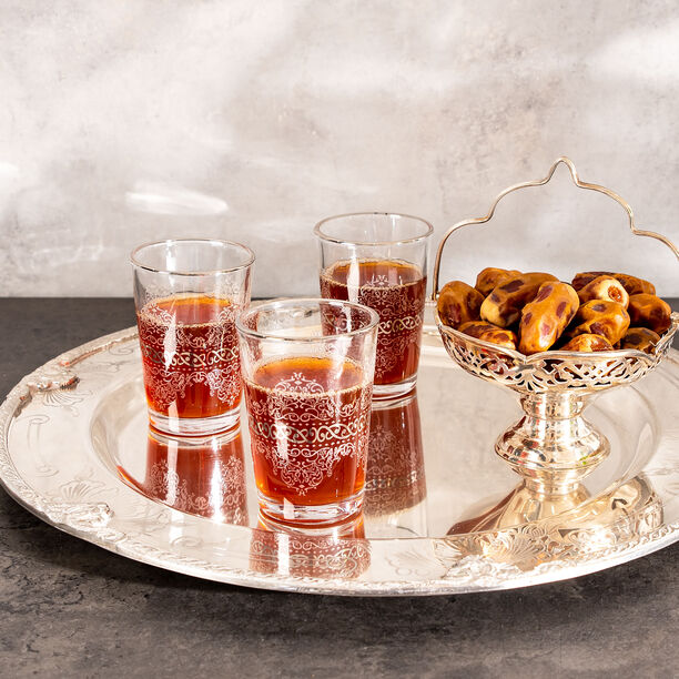 طقم كاسات شاي مغربي لون فضي 6 قطع  image number 2