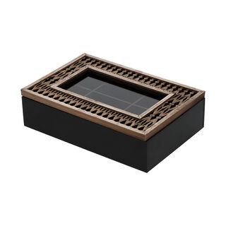 Tea Box 6 Sections Brown and Black