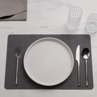 لا ميسا مفارش سفرة قماش مستطيلة 4 قطع 45*30سم، لون فحمي