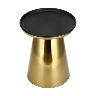 Side Table Metal Gold Base With Black Top 