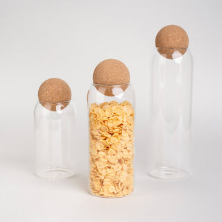 Alberto glass storage jar set with cork lid 3 pcs