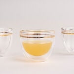 6 Pcs Double Wall Cawa Glass Cup Calligraphy Design Gold image number 0