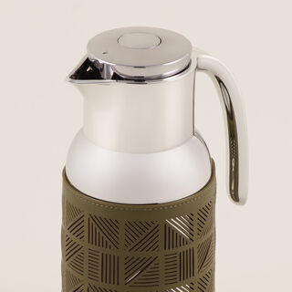 Dallaty stainless steel vacuum flask with leather touch, green 1.3L
