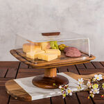 Billi Acacia Wood Cake Dome With Stand L: 29.5O * 29.50Cm* 21Cm image number 0