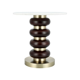 Side Table Glass Base And Marble Top 41*45 cm