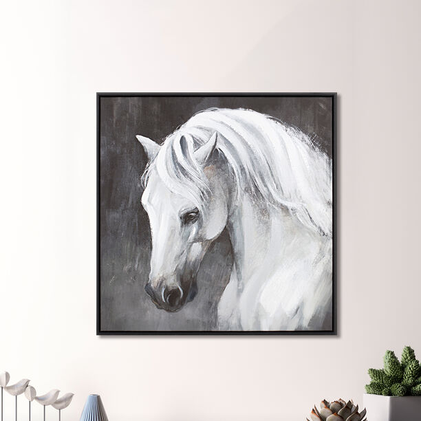 Homez gray horse on canvas in plastic frame 80*80cm image number 0