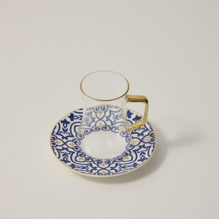 Dallaty blue and gold porcelain tea and coffee cups set 18 pcs