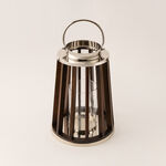 Homez stainless steel silver wood lantern 26*31 cm image number 0