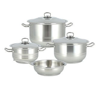7 Piece Cookware Set Stainless With Stainless steel Lid