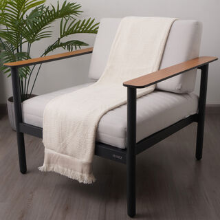 كوتاج بطانية منسوجة 100% أكريليك قابلة للعكس 130*170سم، بيج