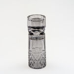 "Homez Light Grey Diamond Glass Candle Holder 8.9*8.9*27.4 cm image number 1