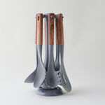 ألبرتو طقم أدوات مطبخ 6 قطع مع حامل دوار، رمادي image number 0