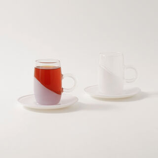 Dallaty 12pcs glass tea cups with saucers, white