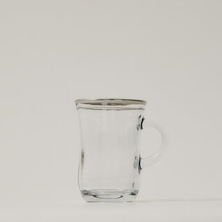 Tea Glass Set 6 Pieces Double Line Silver