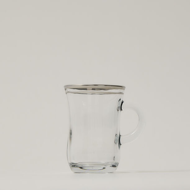 Tea Glass Set 6 Pieces Double Line Silver image number 2