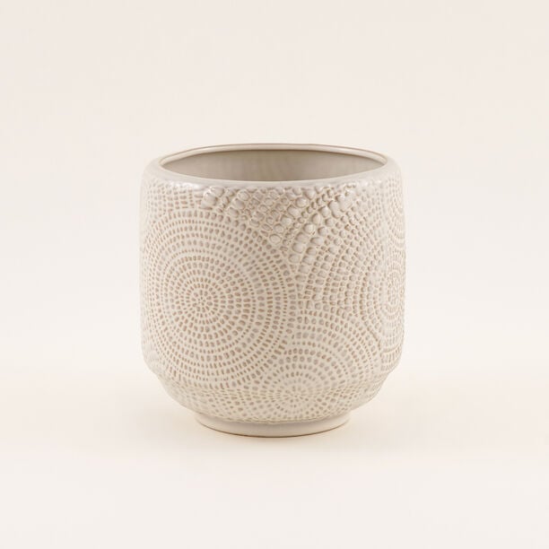 هومز أصيص نبات خزفي بيج 17.1*17.1*16.5 سم image number 0