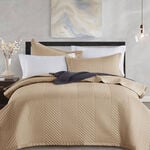 Boutique blanche cotton embroidered bed spread king 3pc set beige 260*250cm image number 0
