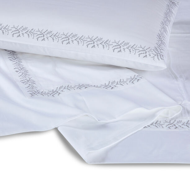BOUTIQUE BLANCHE 3 PCS DUVET COVER EMBRIDERY SET KING SIZE 100% COTTON BRANCHES SILVER image number 0