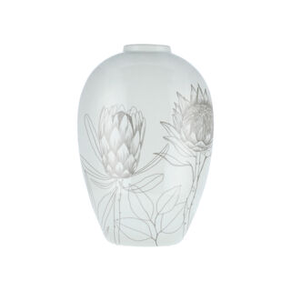 Vase White With Flower Design