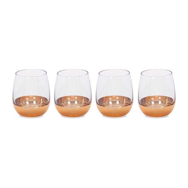 Glass Tumblers Bottom Plating Gold Set of 4 image number 1