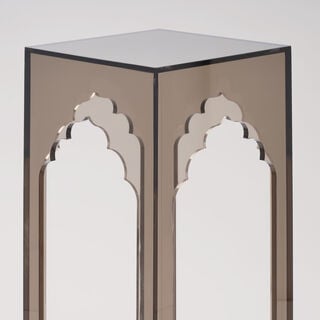 Qurtuba Gateway Acrylic Side Table, Smoked Grey, 22.8*22.8*51 cm