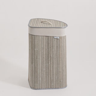 Homez triangle bamboo laundry hamper 58L, grey