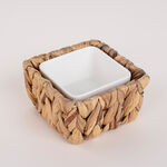 Porcelain Square Dish With Rattan Basket image number 1