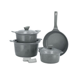 Alberto 7 Piece Ceramic Cookware Set Gray Marble Korean(20/24/28 24 cm)