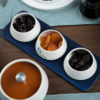 Dallaty white porcelain nut bowls with tray set 4 pcs