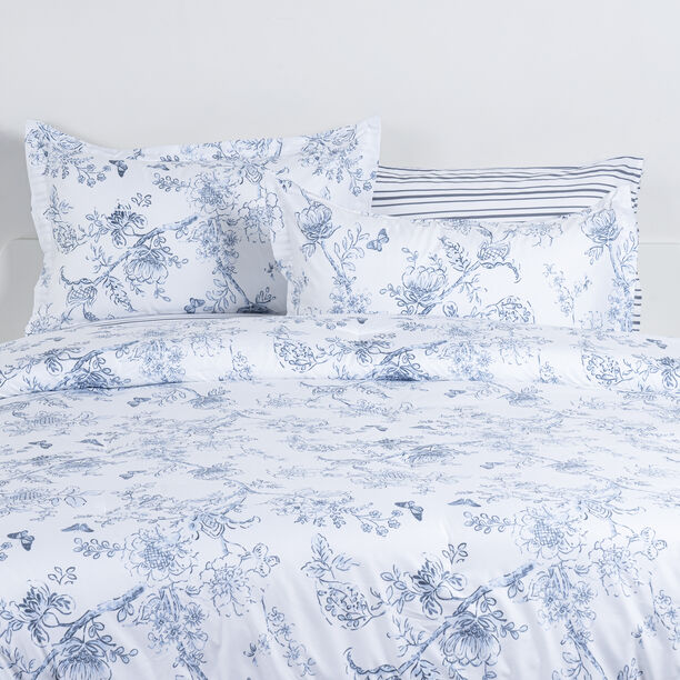 Cottage icy floral 6pc comforter queen blue 200*240 cm image number 1