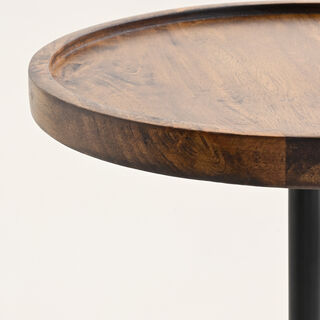 Homez side table wood and marble in brown, 50*32*32cm