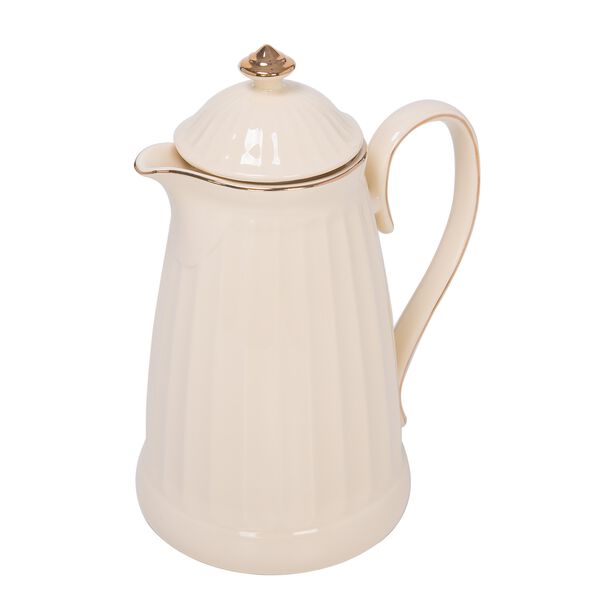 Dallety Porcelain Vacuum Flask Whiet Color/ Gold Rim Classic Design 1L image number 1