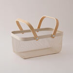 Homez Storage Basket Metal Beige With Wooden Handles 54*43.5*42 Cm image number 0