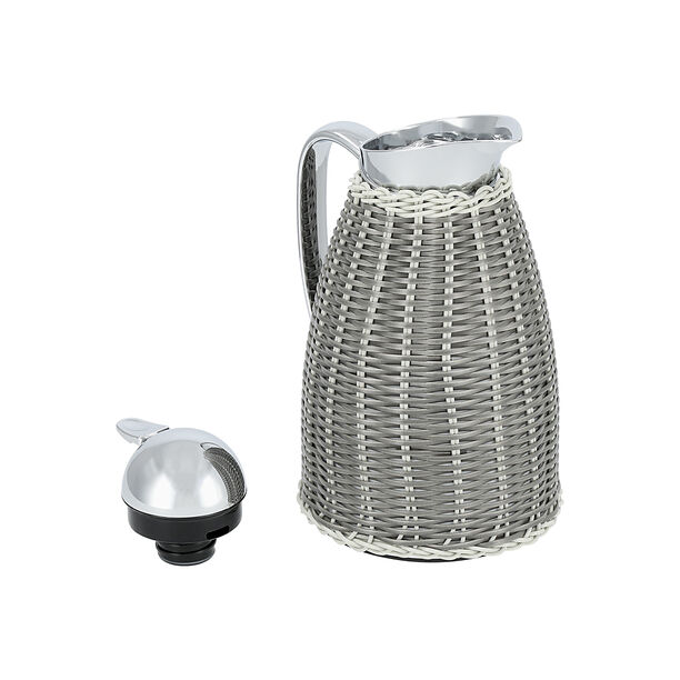 Dallety Steel Vacuum Flask Rattan Design Gray 1L image number 3