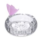 Ashtray Round With Crystal Butterfly Pink  image number 0