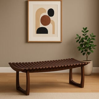 Homez Celeste Bench Walnut Finish 123*49*43 Cm