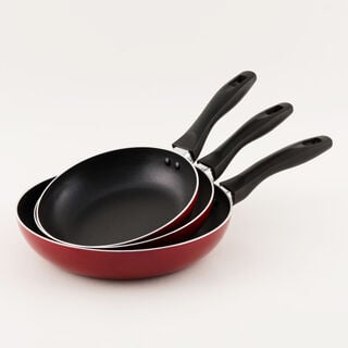 Pentola 3pcs aluminum non stick frying pans set, red 20cm, 24cm, 28cm