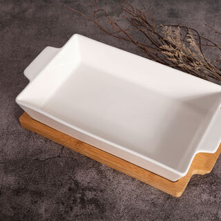 La Mesa Oven/Serving Rectangle Plate With Bamboo