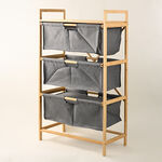 Homez bamboo & linen laundry basket 108*63*33 cm image number 1