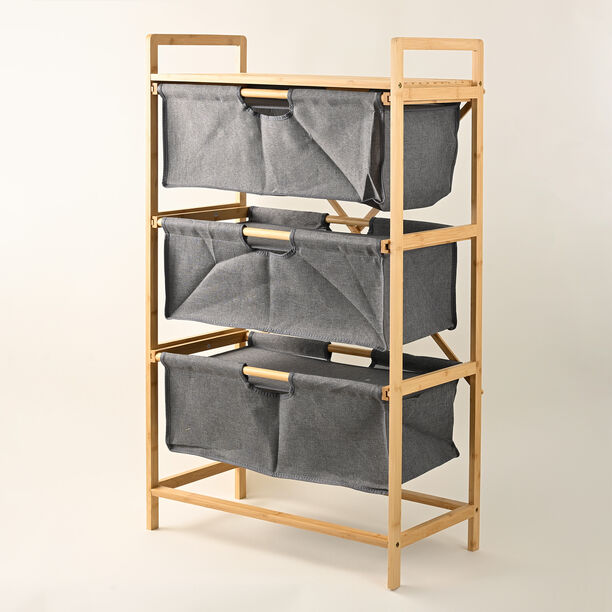 Homez bamboo & linen laundry basket 108*63*33 cm image number 1