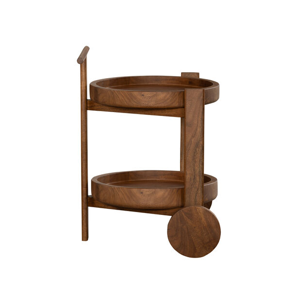 Homez round wooden trolley 58*56*75 cm image number 0