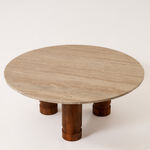 Homez coffee table with travertine marble top, in beige 91*91*37cm image number 0