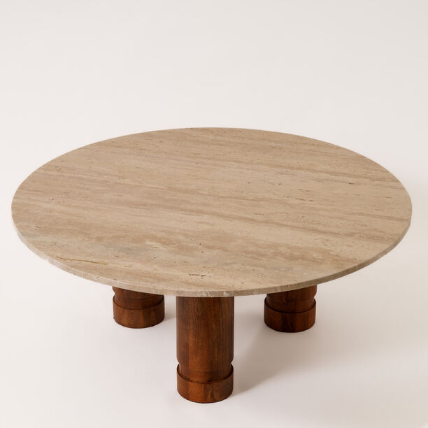 Homez coffee table with travertine marble top, in beige 91*91*37cm image number 0
