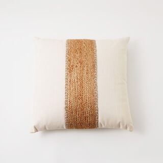 Boutique Blanche cotton cushion with thread embroidery 45*45*15cm, brown