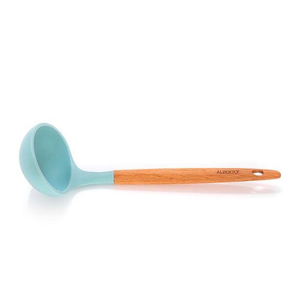 Alberto Silicone Soup Ladle With Wooden Handle Blue Color image number 1