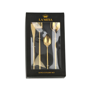 16 Pcs Cutlery Set Modern Gold