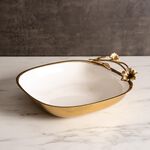 Oval Bowl White&Satin Gold image number 3