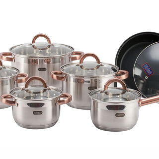 Alberto Stainless Steel Cookware Set 12 Pieces Copper Handle